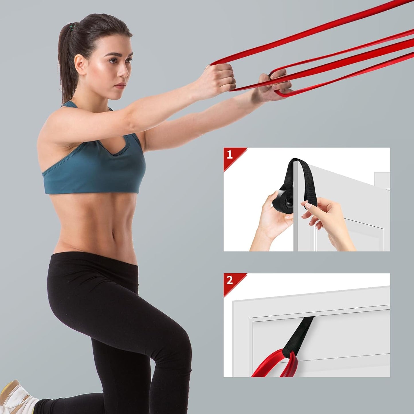 AUVIM Widerstandsbänder Set Fitnessbänder 3 verschiedene Stufen von Widerstandsbändern für Krafttraining, Stretching, Calisthenics, Cross-Fitness, Pilates, Yoga, inklusive Türanker-Aufbewahrungstasche