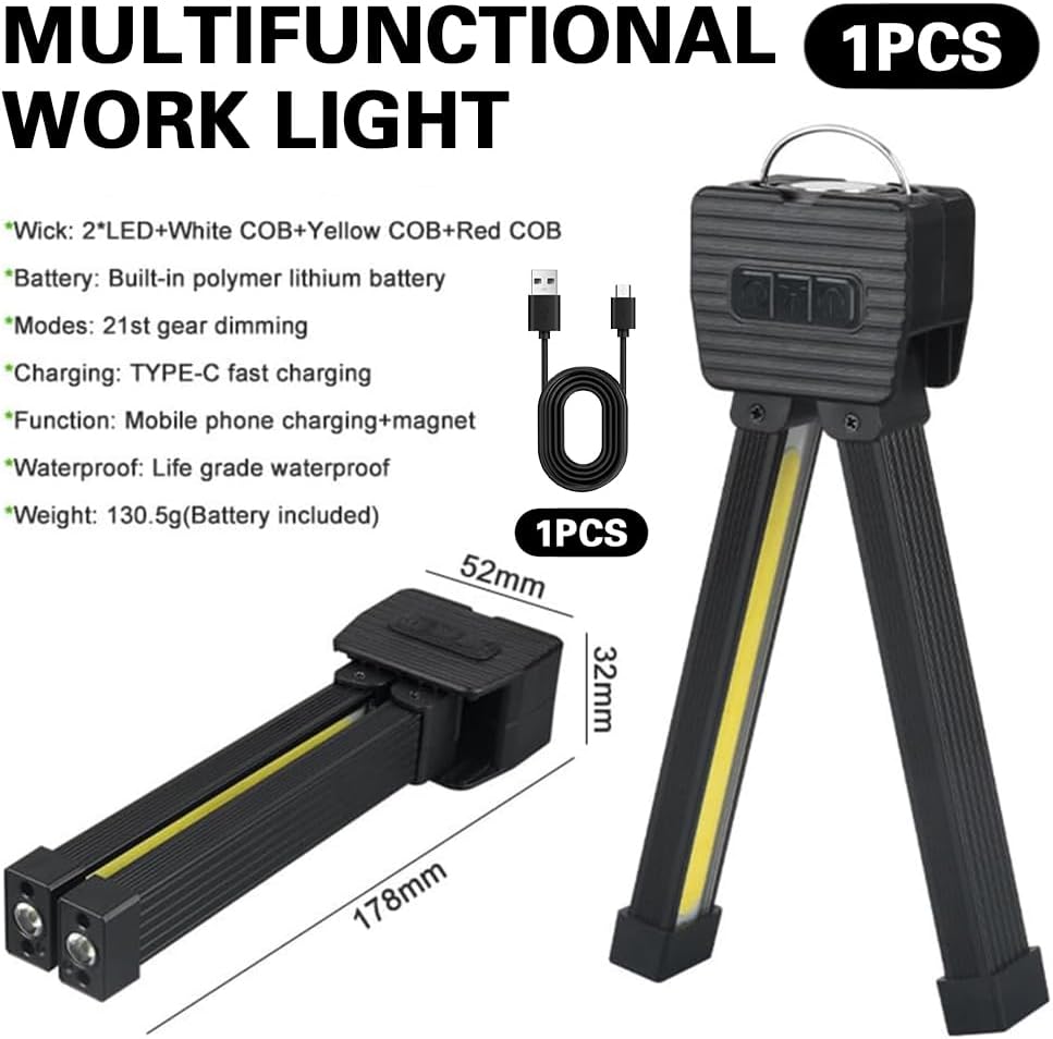 Posing Lampe Gym Magnetisch, 7th Gear Dimming Portable Gym Lamp For Posing With Hanging Hook, Arbeitsleuchte With 180 Degree Folding, Posing Light Gym, Waterproof Handheld Camping Light
