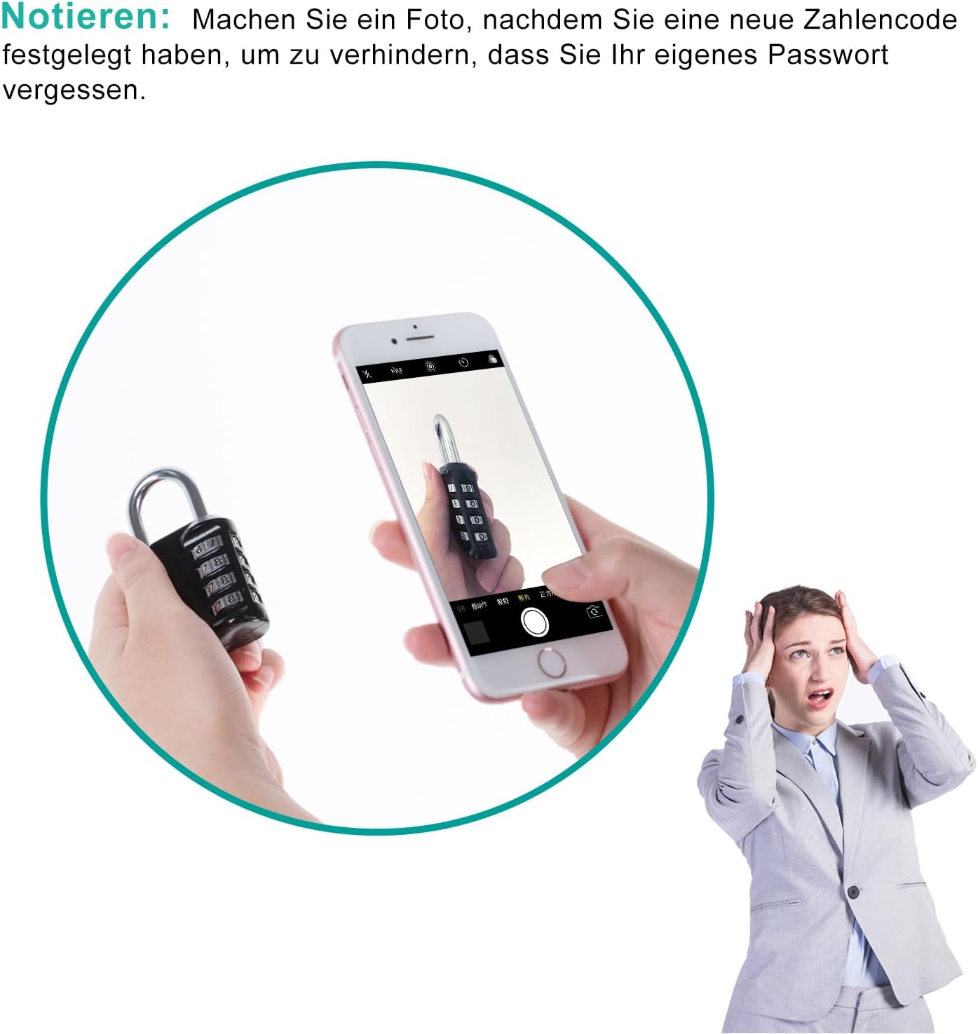 ZHEGE Vorhängeschloss Zahlenschloss Spind Fitnessstudio, 4 Stellig Zahlencode Schloss, Vorhängeschloß, Kombinationsschloss, Nummernschloss Wetterfest für Kellertür, Gartenzäunen (Schwarz)