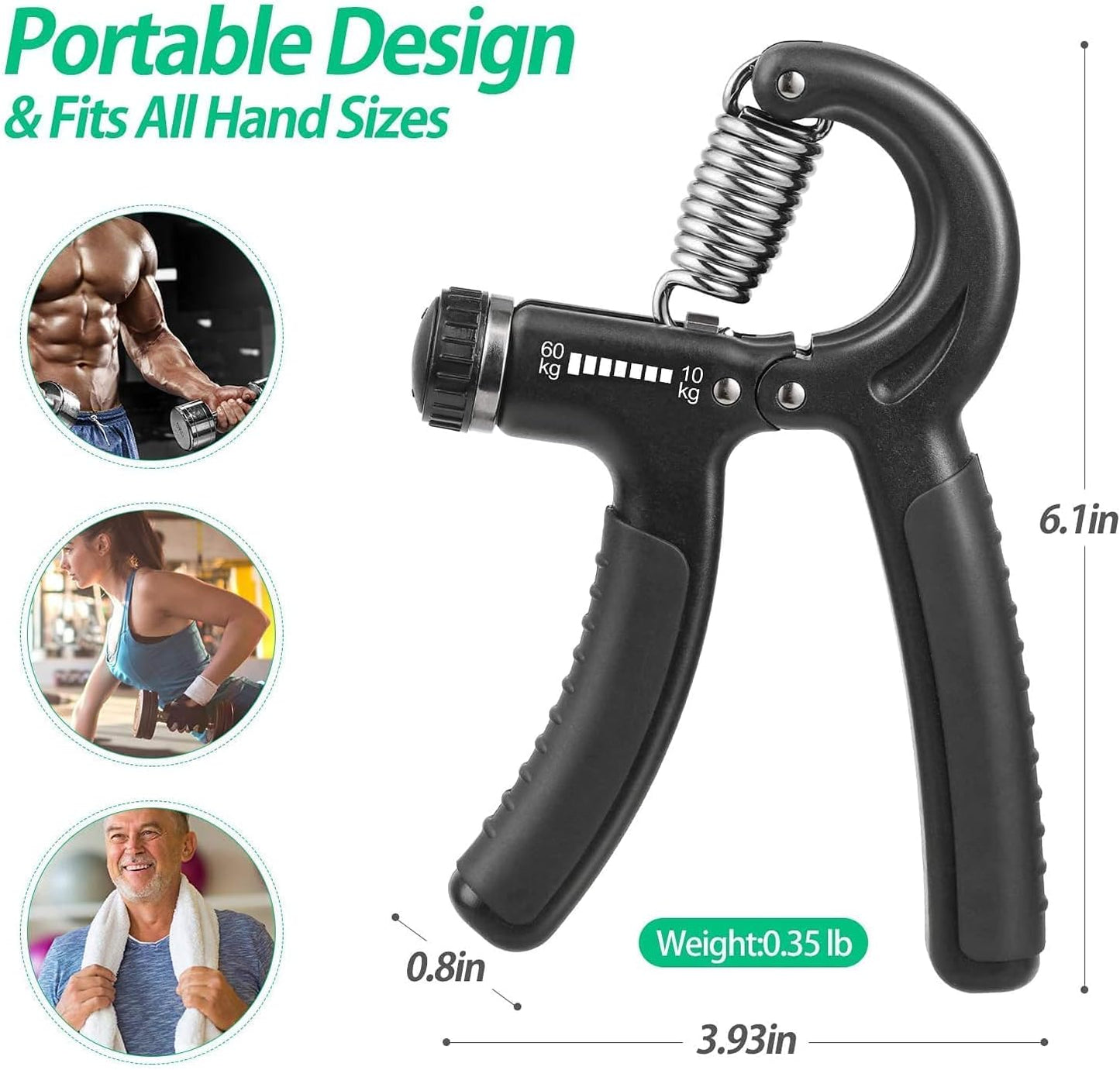 NIYIKOW 2er Set Handtrainer Unterarmtrainer, Einstellbarer Widerstand 10-60kg, Grip Griffkraft Trainer, Fingertrainer, Hand Unterarm Trainingsgerät, Für Sportler und Wiederherstellung der Hand