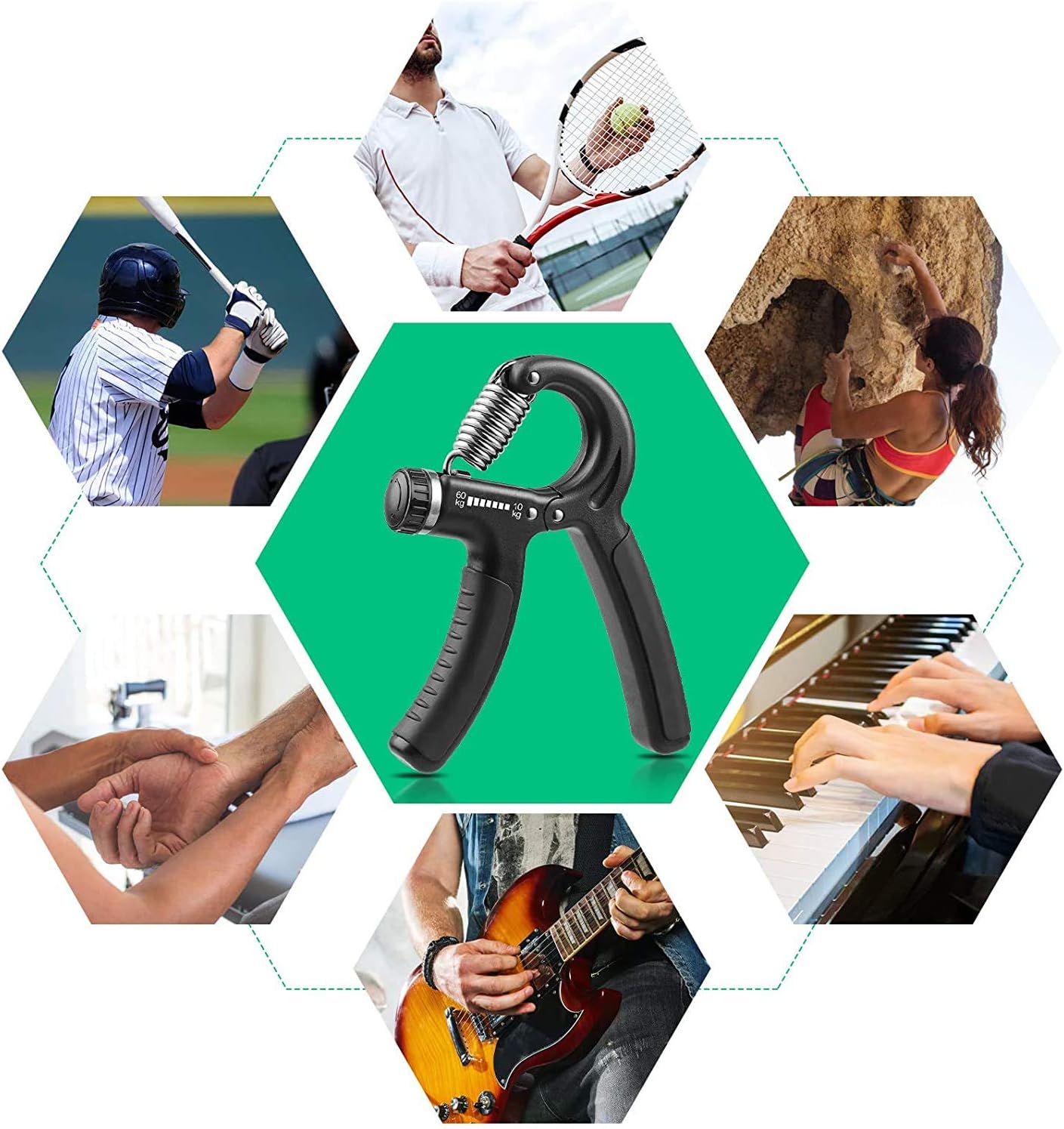 NIYIKOW 2er Set Handtrainer Unterarmtrainer, Einstellbarer Widerstand 10-60kg, Grip Griffkraft Trainer, Fingertrainer, Hand Unterarm Trainingsgerät, Für Sportler und Wiederherstellung der Hand
