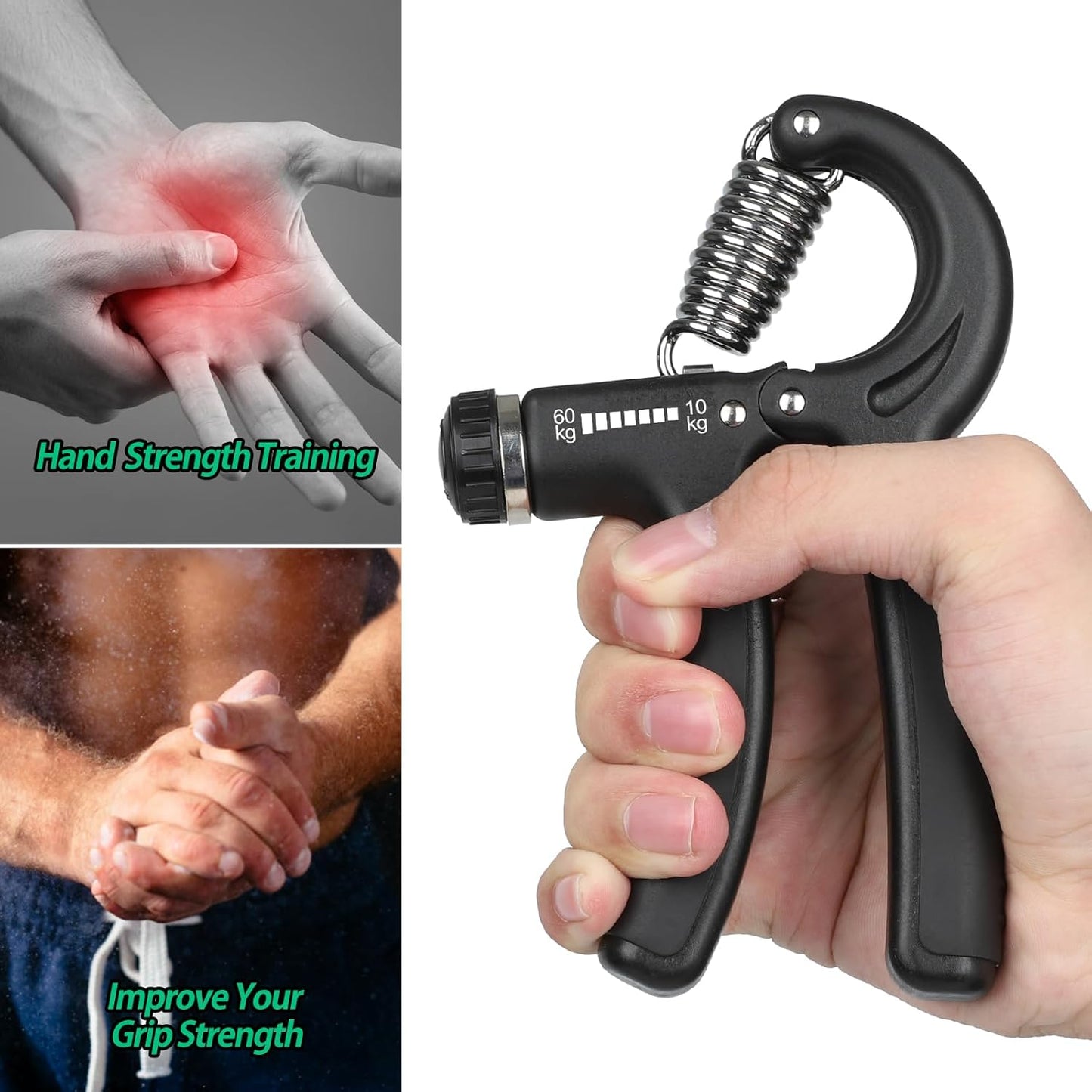 NIYIKOW 2er Set Handtrainer Unterarmtrainer, Einstellbarer Widerstand 10-60kg, Grip Griffkraft Trainer, Fingertrainer, Hand Unterarm Trainingsgerät, Für Sportler und Wiederherstellung der Hand