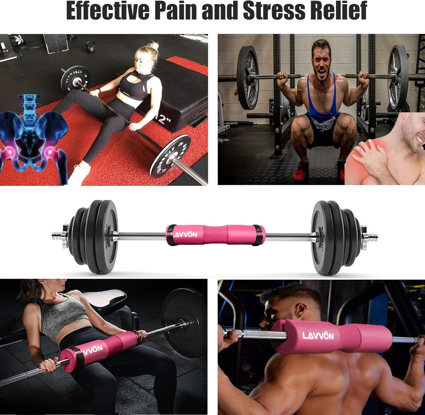 Langhantel Polster Set - Hip Thrust Pad Polster für Langhantelstange - Hantel Nackenpolster, Polsterung für Squats, Booty Training, Gym Fitness - mit Knöchelriemen, Zughilfen für Krafttraining