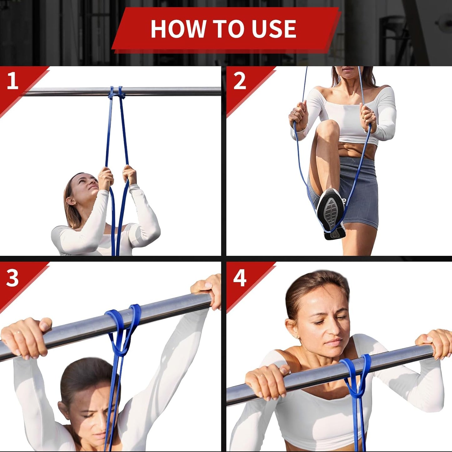 AUVIM Widerstandsbänder Set Fitnessbänder 3 verschiedene Stufen von Widerstandsbändern für Krafttraining, Stretching, Calisthenics, Cross-Fitness, Pilates, Yoga, inklusive Türanker-Aufbewahrungstasche