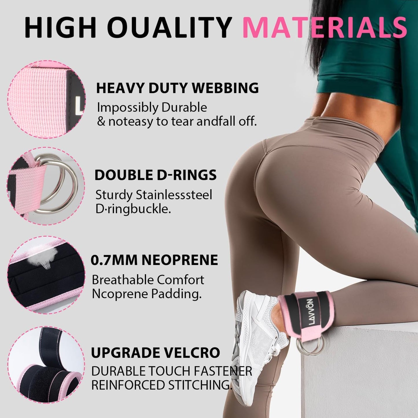 Langhantel Polster Set - Hip Thrust Pad Polster für Langhantelstange - Hantel Nackenpolster, Polsterung für Squats, Booty Training, Gym Fitness - mit Knöchelriemen, Zughilfen für Krafttraining