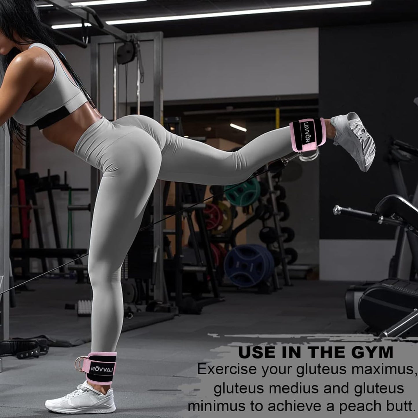 Langhantel Polster Set - Hip Thrust Pad Polster für Langhantelstange - Hantel Nackenpolster, Polsterung für Squats, Booty Training, Gym Fitness - mit Knöchelriemen, Zughilfen für Krafttraining