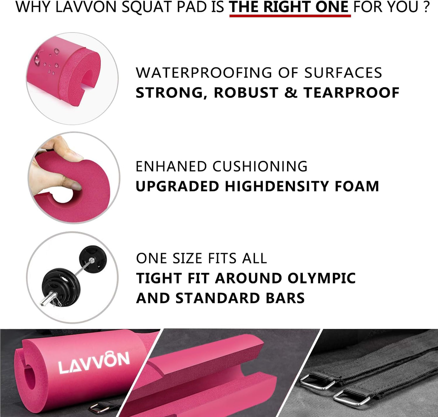 Langhantel Polster Set - Hip Thrust Pad Polster für Langhantelstange - Hantel Nackenpolster, Polsterung für Squats, Booty Training, Gym Fitness - mit Knöchelriemen, Zughilfen für Krafttraining