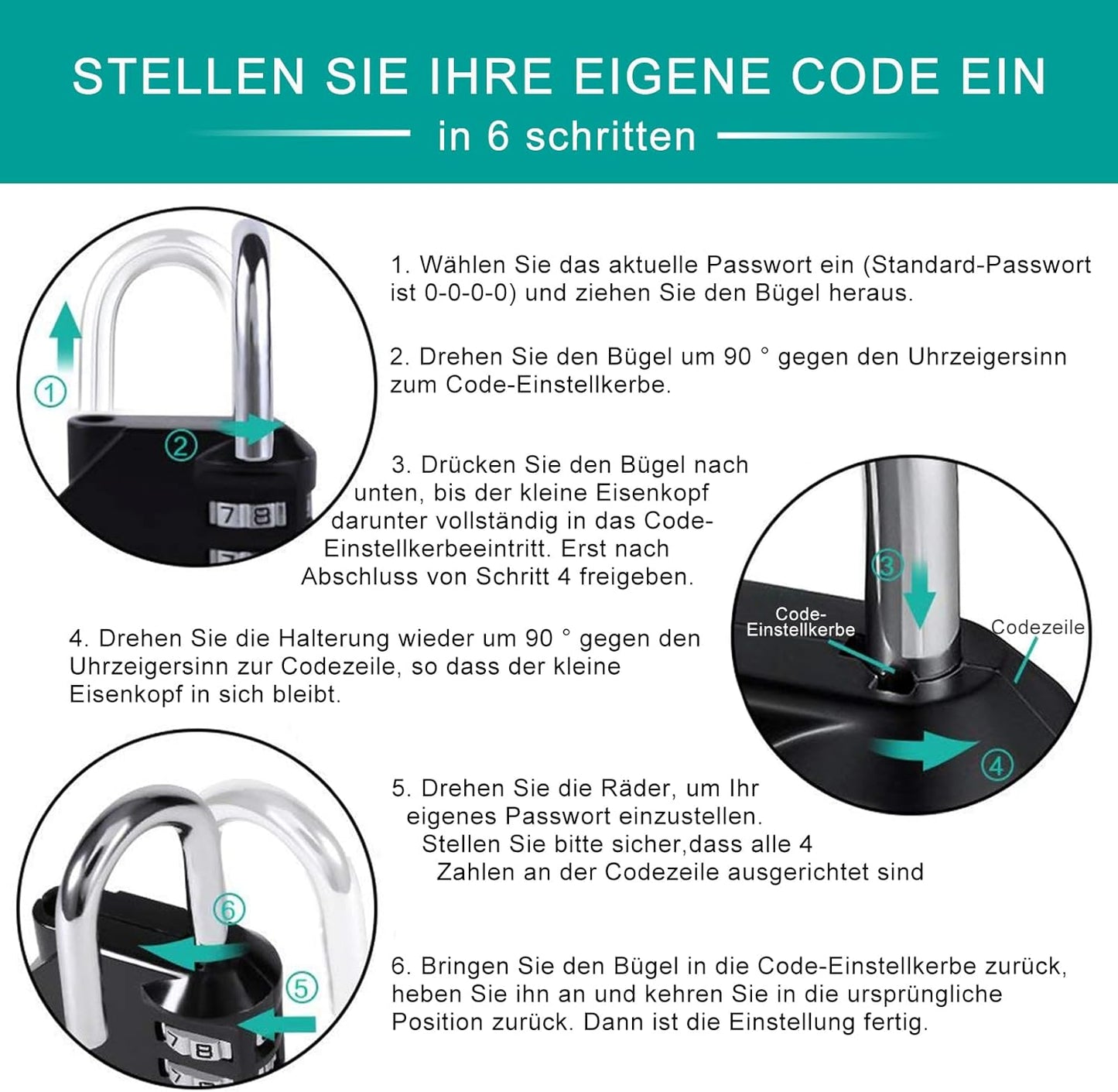 ZHEGE Vorhängeschloss Zahlenschloss Spind Fitnessstudio, 4 Stellig Zahlencode Schloss, Vorhängeschloß, Kombinationsschloss, Nummernschloss Wetterfest für Kellertür, Gartenzäunen (Schwarz)