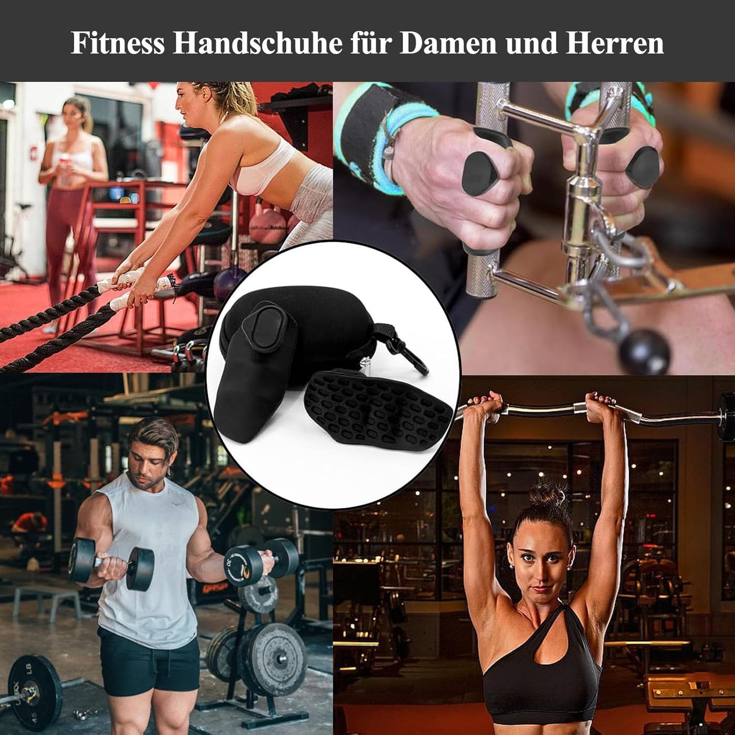 1 Paar Anti Rutsch Fitness Handschuhe Herren Damen Ergonomische Gummi Gym Grips Atmungsaktive Trainingshandschuhe für Powerlifting Klimmzüge Bodybuilding Fitness und Crosstrainin, Fitness Zubehör