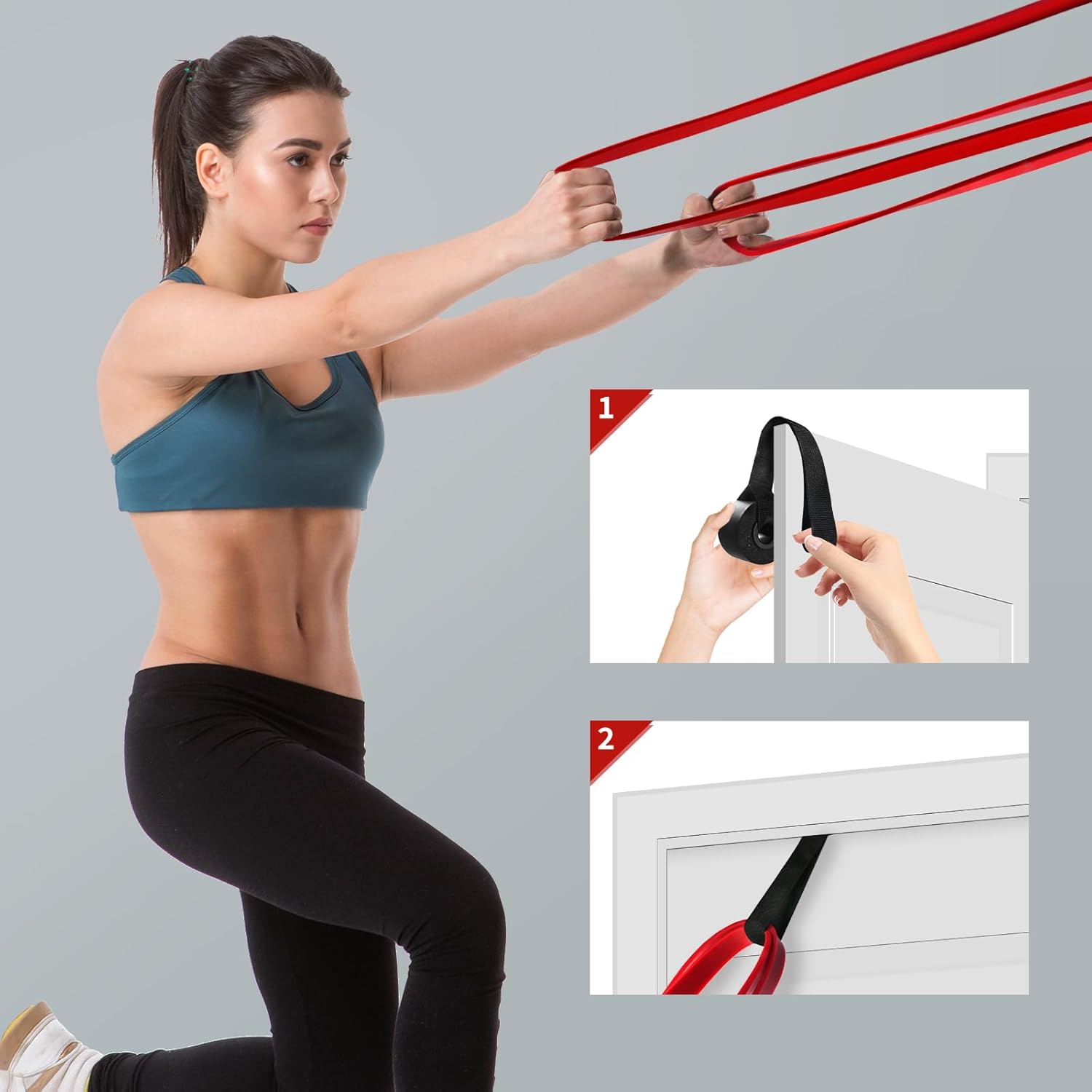 AUVIM Widerstandsbänder Set Fitnessbänder 3 verschiedene Stufen von Widerstandsbändern für Krafttraining, Stretching, Calisthenics, Cross-Fitness, Pilates, Yoga, inklusive Türanker-Aufbewahrungstasche