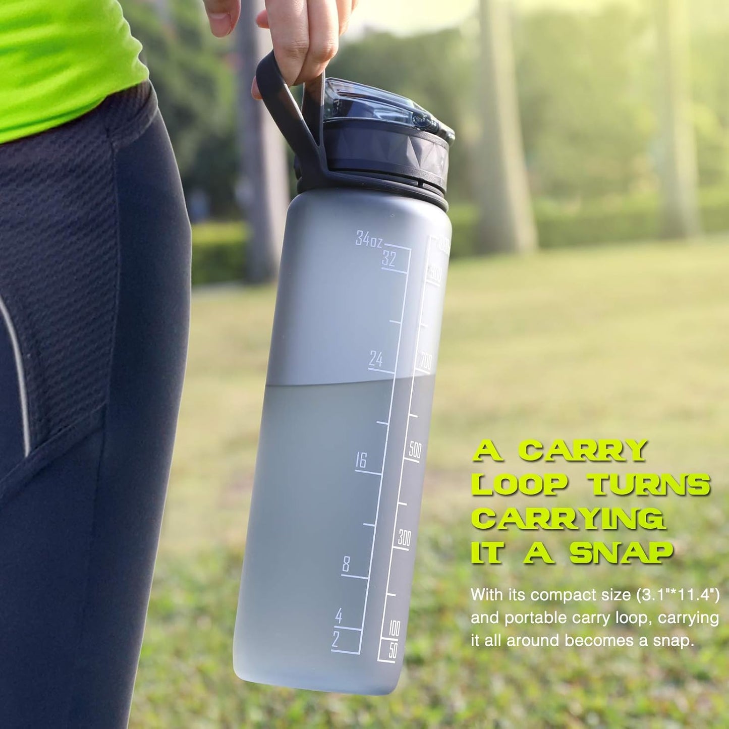 FULDENT Trinkflasche 1L Sport Wasserflasche [BPA Frei] Trinkflasche mit rutschfest Gummi Grip Geeignet für Die Fahrrad,Outdoor,Schule,Gym
